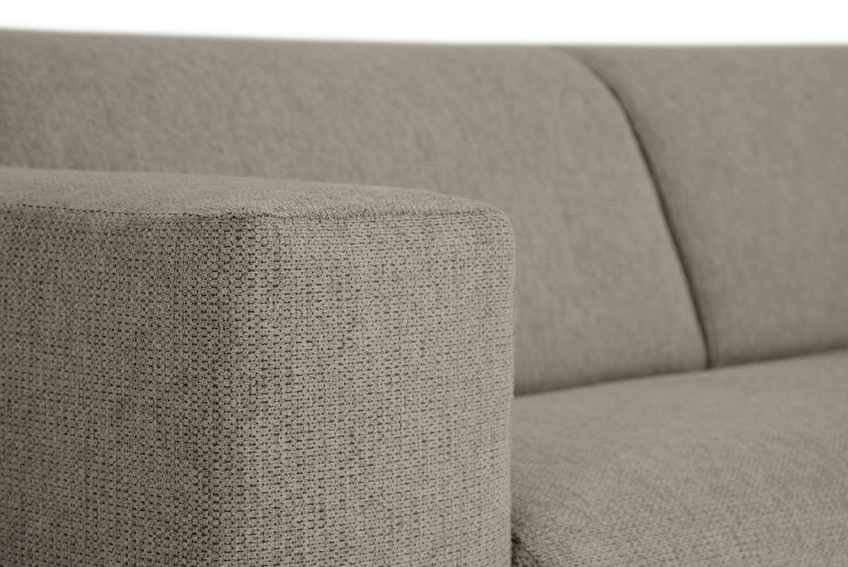 3-SITZER-SOFA in Webstoff Taupe  - Taupe/Schwarz, Design, Holz/Textil (218/77/93cm) - MID.YOU