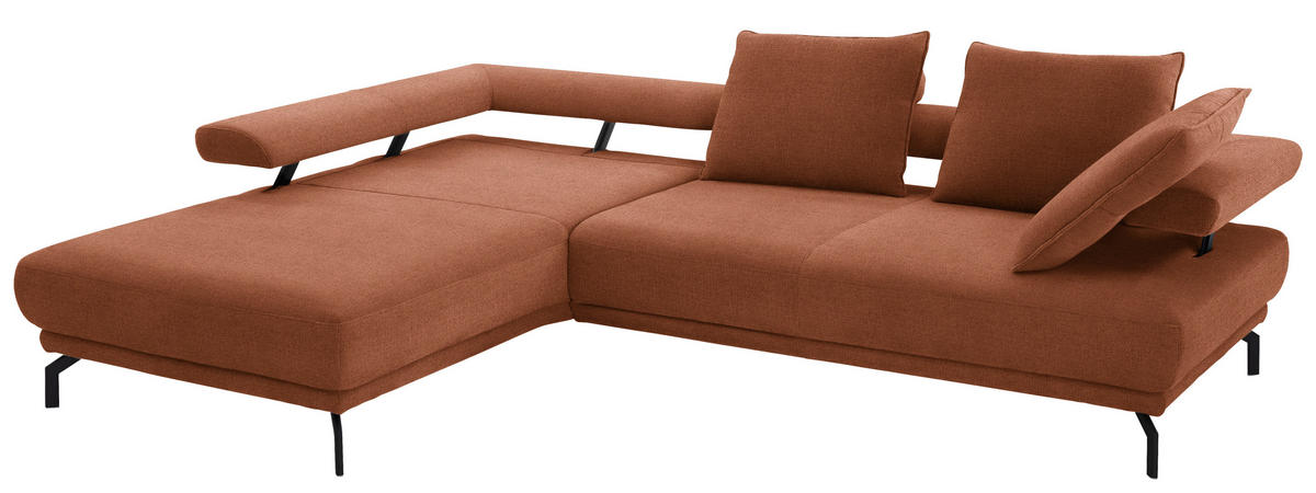 ECKSOFA in Chenille Rostfarben  - Rostfarben/Schwarz, Design, Textil/Metall (224/305cm) - Dieter Knoll