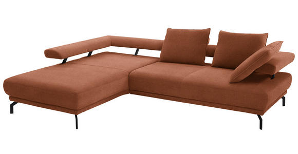 ECKSOFA in Chenille Rostfarben  224/305 cm  - Rostfarben/Schwarz, Design, Textil/Metall (224/305cm) - Dieter Knoll