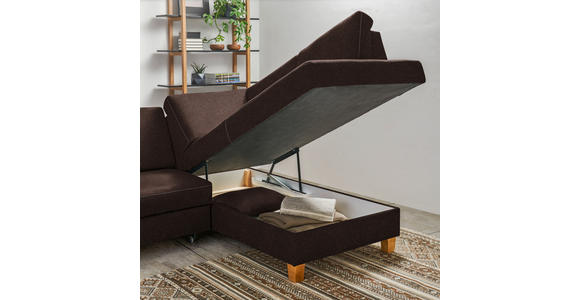 ECKSOFA in Flachgewebe Dunkelbraun  - Eichefarben/Dunkelbraun, Design, Holz/Textil (253/185cm) - Cantus