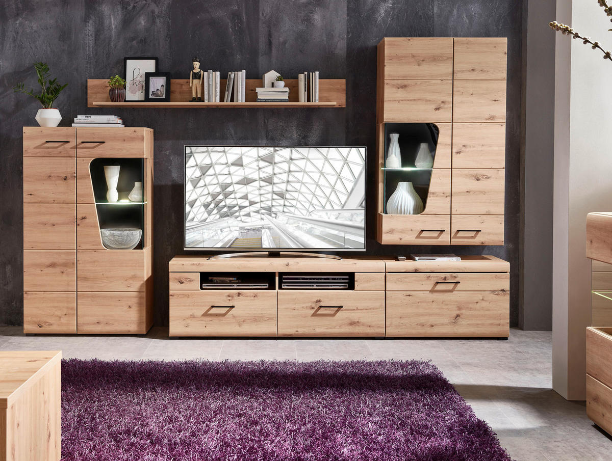 DNEVNI REGAL,  barve hrasta  - črna/barve hrasta, Moderno, kovina/leseni material (320/205/47cm) - Hom`in