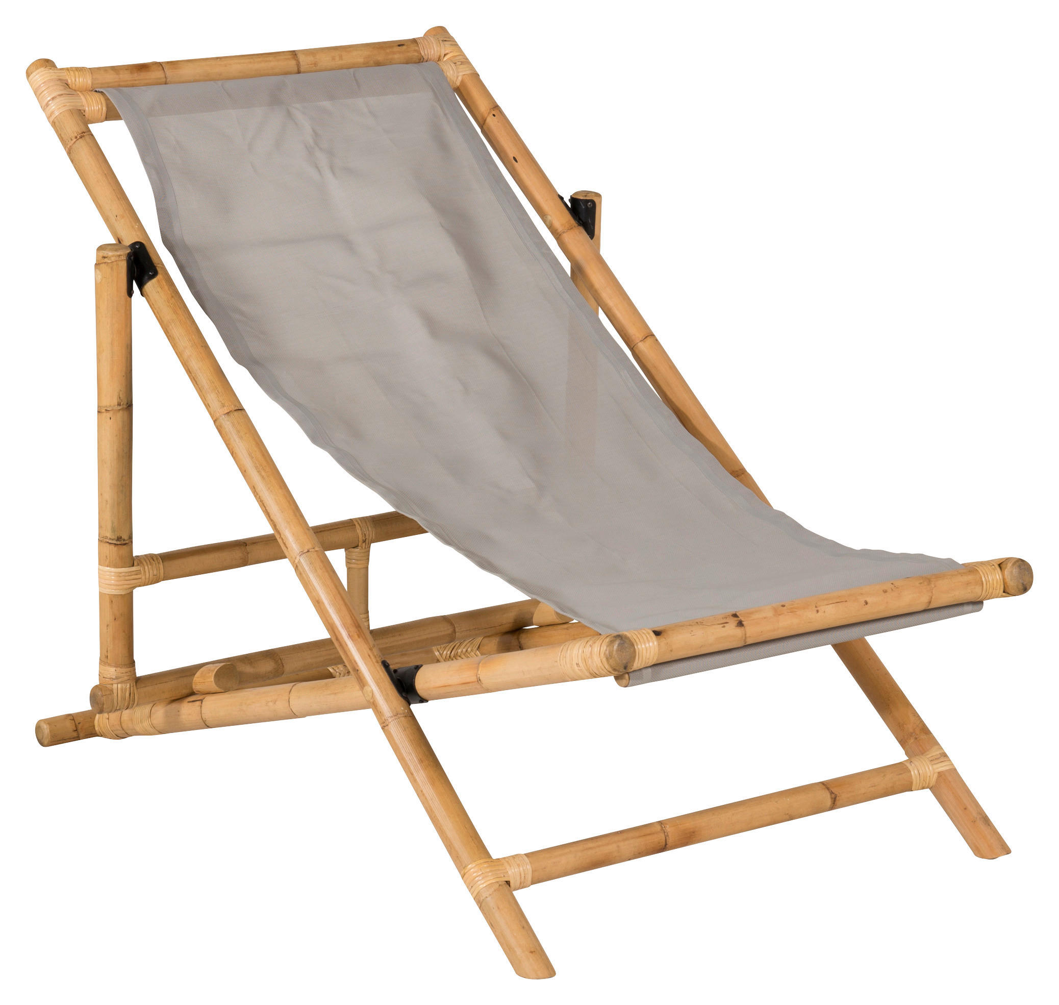 STRANDSTUHL Bambus, Rattan Grau  - Grau, KONVENTIONELL, Holz/Textil (73/79/73cm) - Gardenson