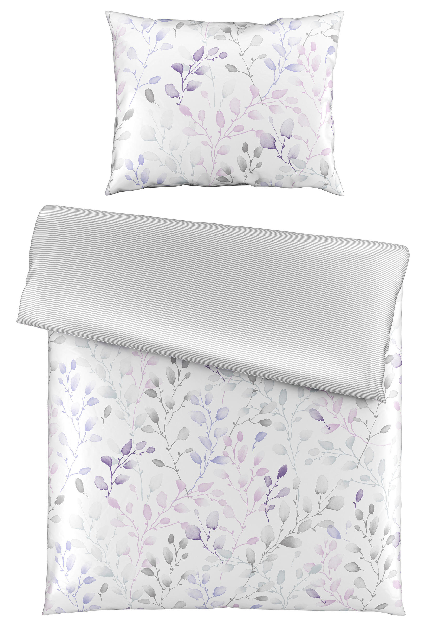 BETTWÄSCHE FOGLIA Satin 140/200 cm  - Lila/Weiß, KONVENTIONELL, Textil (140/200cm) - Esposa
