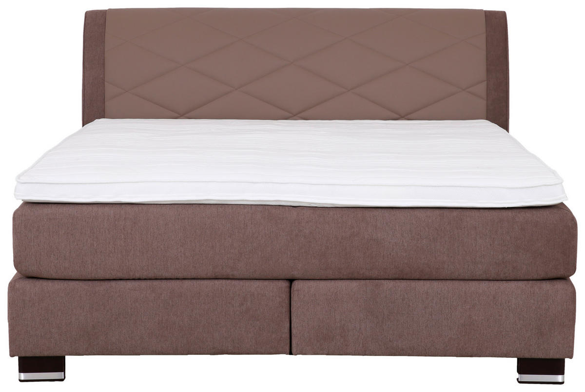 BOXSPRINGBETT 180/200 cm  in Graubraun  - Wengefarben/Graubraun, Design, Textil (180/200cm) - Beldomo - Sleep