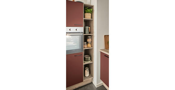 ECKKÜCHE in Rot, Tannenholzfarben - Rot/Tannenholzfarben, Design, Holzwerkstoff/Metall (121,6/280/150cm) - Xora