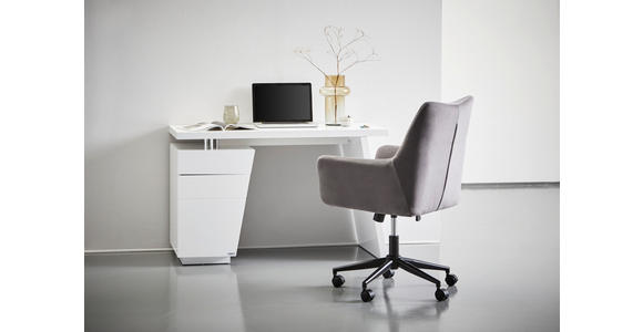 SCHREIBTISCH 120/55/76 cm Weiß, Chromfarben Stauraum  - Chromfarben/Weiß, Design, Holzwerkstoff/Metall (120/55/76cm) - Hom`in