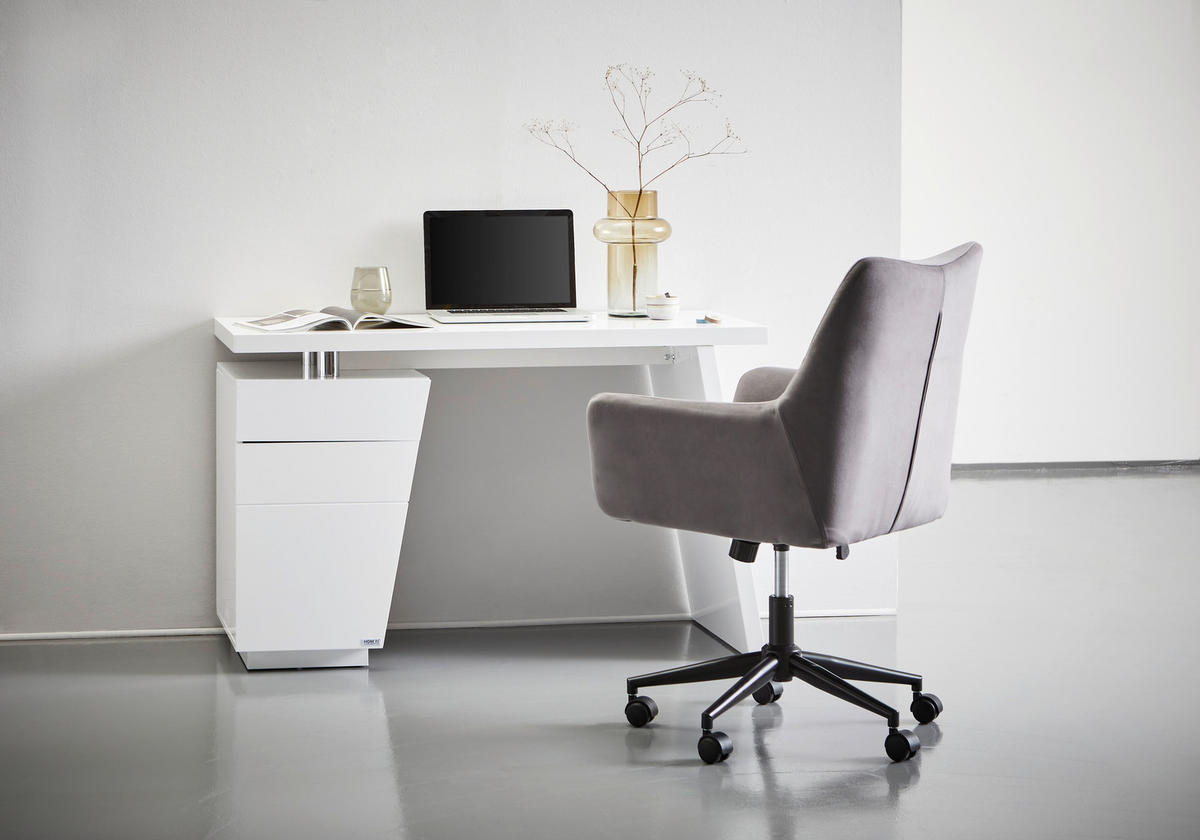 SCHREIBTISCH 120/55/76 cm  in Weiß, Chromfarben  - Chromfarben/Weiß, Design, Holzwerkstoff/Metall (120/55/76cm) - Hom`in