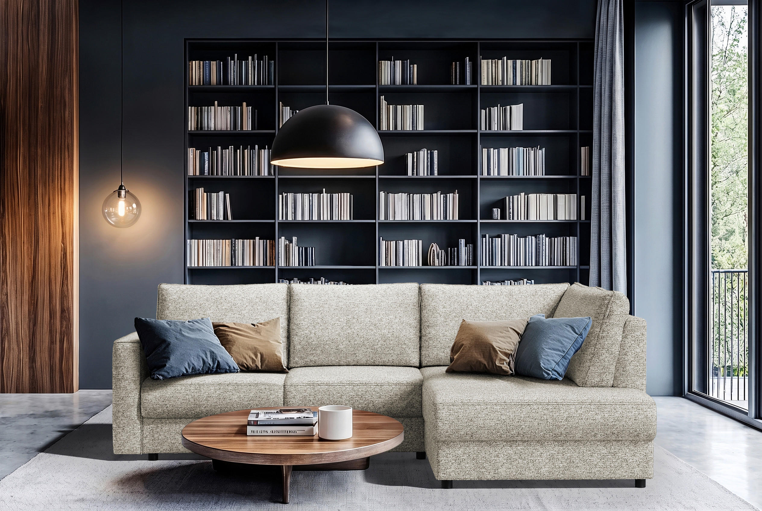 ECKSOFA DELANTO CLOSED Creme Chenille Bettkasten  - Creme, MODERN, Holz/Kunststoff (280/89cm) - Livetastic