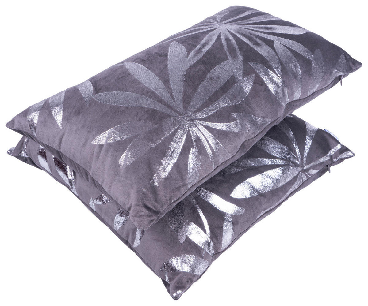 SADA DEKORAČNÝCH VANKÚŠOV 30x45/50x45 cm - grafitová/strieborná, Konventionell, textil (30x45/50x45cm)