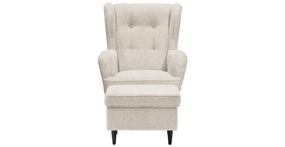 OHRENSESSEL in Webstoff Creme, Schwarz - Creme/Schwarz, Basics, Holz/Textil (78/102/98cm) - Carryhome