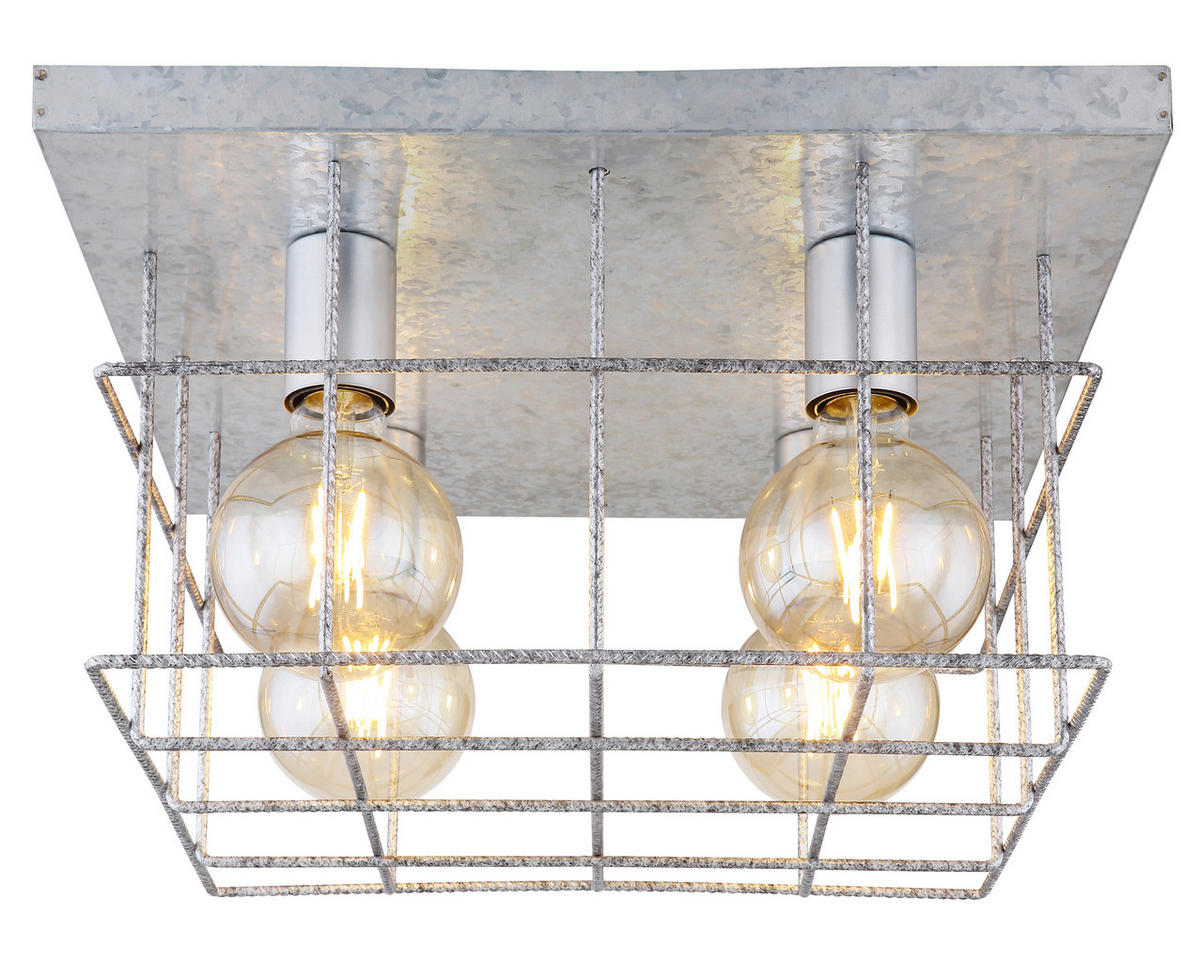 DECKENLEUCHTE    40/40/26 cm  - Zinkfarben, Design, Metall (40/40/26cm) - Globo