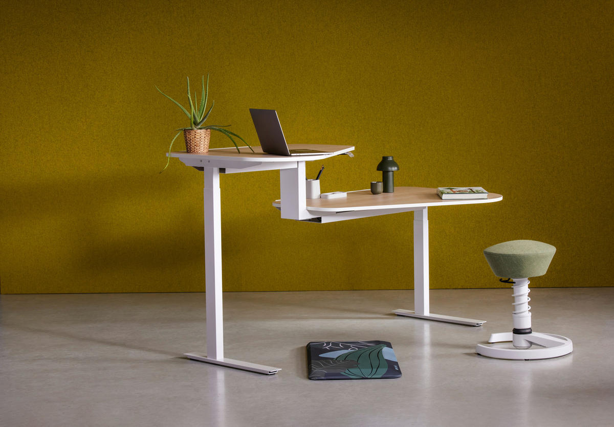SCHREIBTISCH 200/93/70-129 cm  in Weiß, Eichefarben  - Eichefarben/Weiß, Design, Holzwerkstoff/Metall (200/93/70-129cm) - Aeris