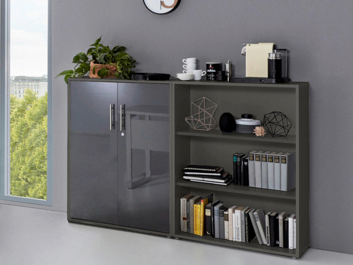 AKTENSCHRANK 168,8/113,6/33 cm  - Anthrazit/Anthrazit Hochglanz, MODERN, Holzwerkstoff (168,8/113,6/33cm) - MID.YOU