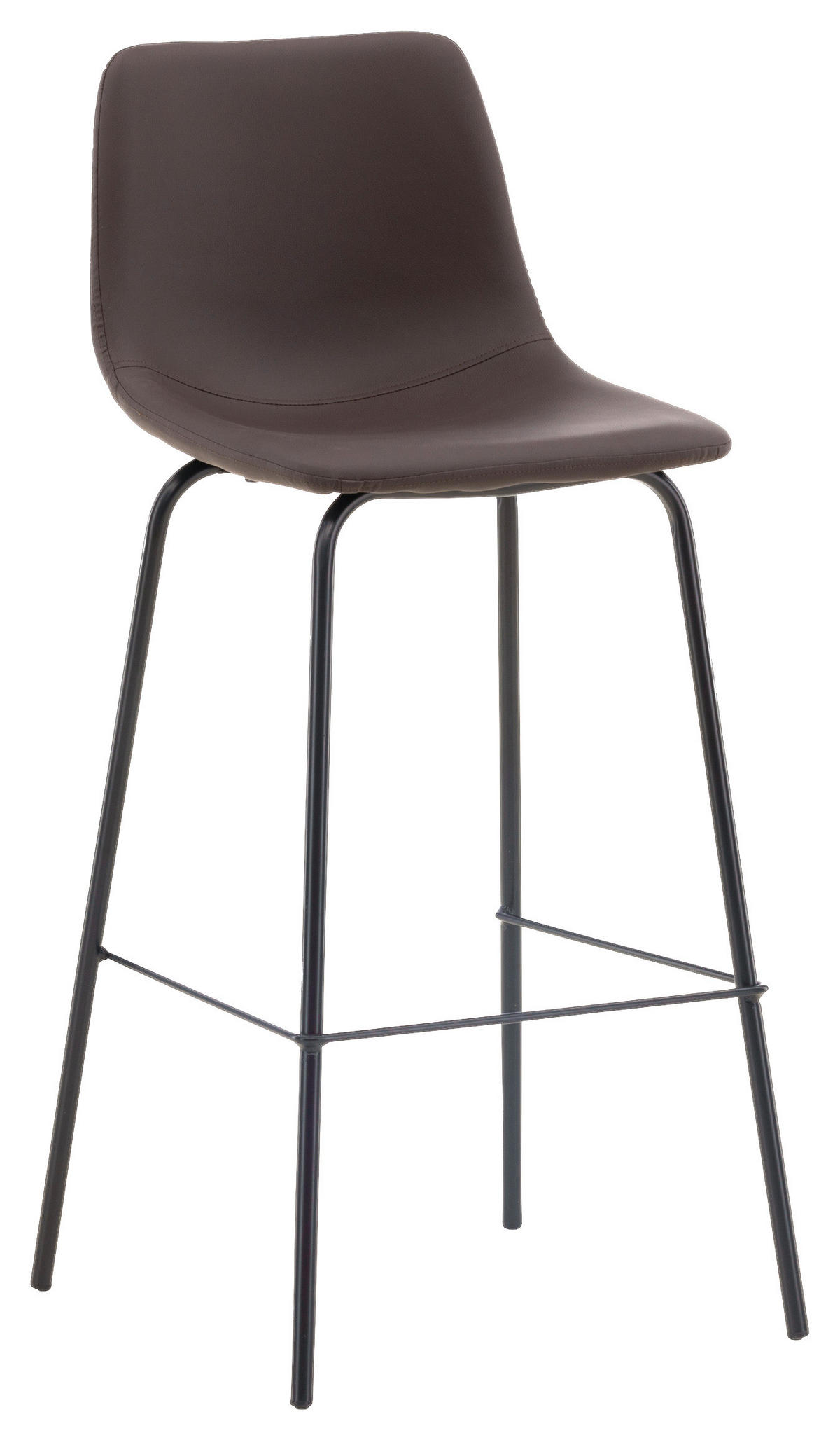 BARHOCKER-SET Lederlook (vegan) Schwarz, Dunkelbraun Stahl  - Dunkelbraun/Schwarz, Design, Textil/Metall (47/103/48cm) - Livetastic