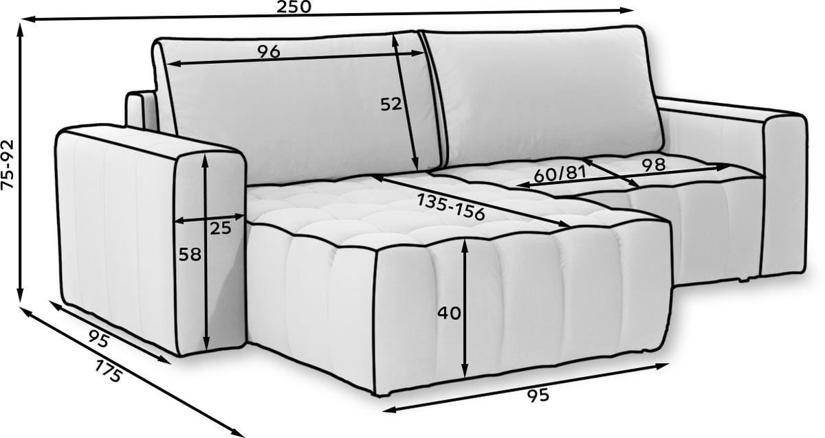 ECKSOFA BONETT in Samt Hellgrau  175/250 cm  - Hellgrau/Schwarz, Design, Kunststoff/Textil (175/250cm) - MID.YOU