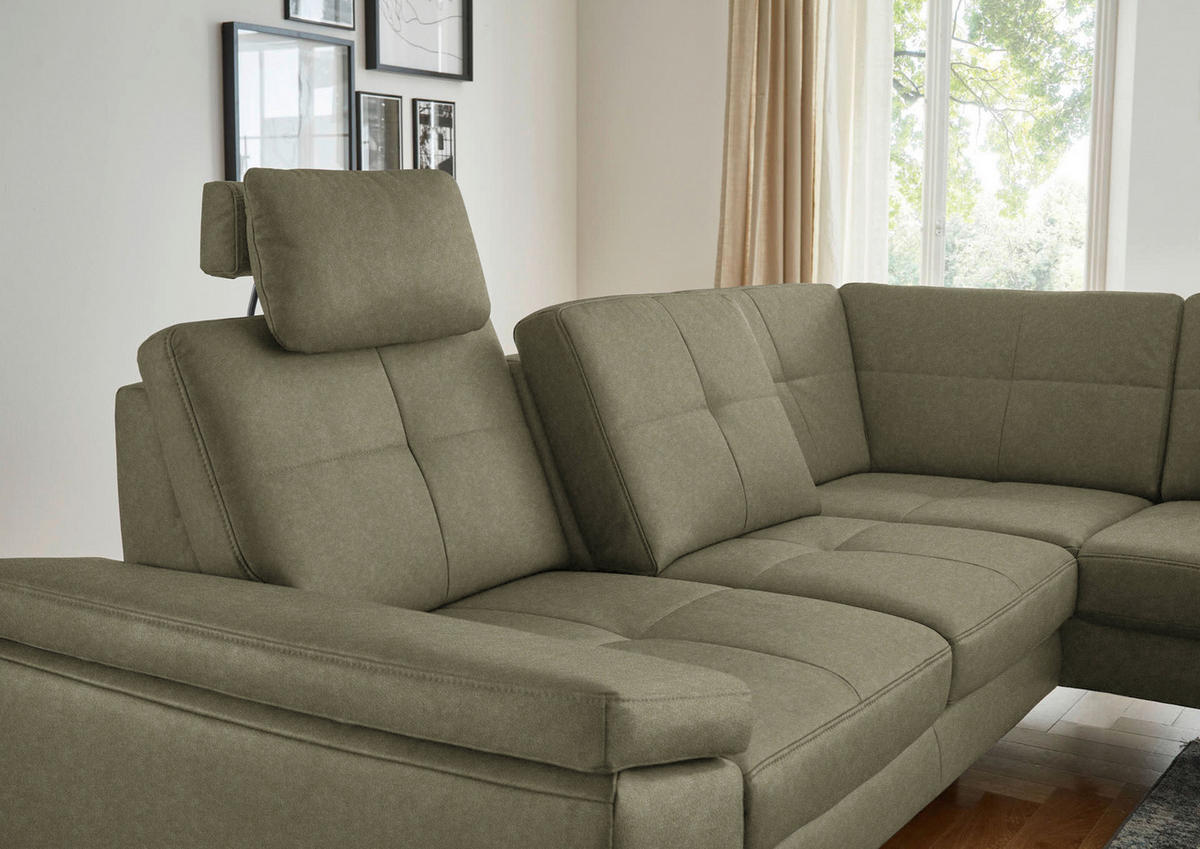 ECKSOFA in Lederlook, Mikrofaser Grün  - Schwarz/Grün, Design, Textil/Metall (261/194cm) - Beldomo System