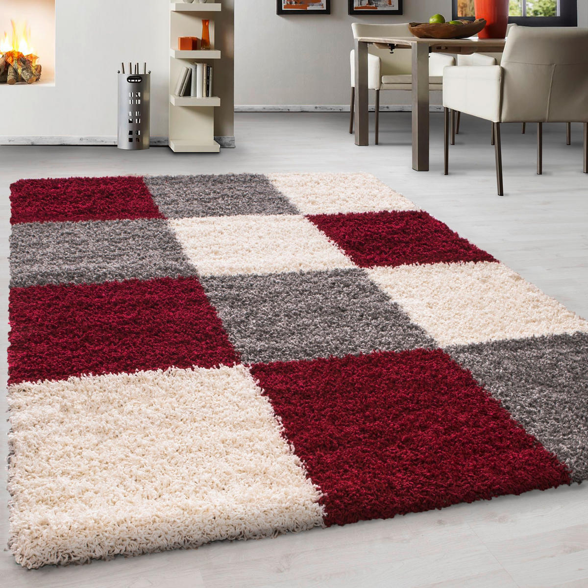 HOCHFLORTEPPICH 200/290 cm Life 1501 Rot, Weiß, Hellgrau  - Rot/Hellgrau, KONVENTIONELL, Textil (200/290cm) - Novel
