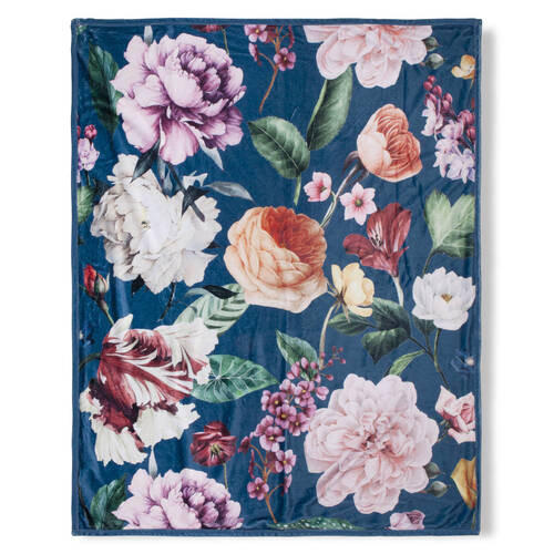 PLAID Fiori 130/160 cm  - Blau/Dunkelblau, Design, Textil (130/160cm)