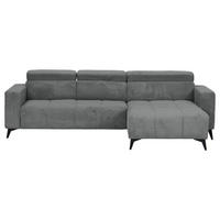 ECKSOFA Dunkelgrau Cord Rücken echt, Kopfteilverstellung, Sitzvorzug  - Dunkelgrau/Schwarz, KONVENTIONELL, Textil/Metall (257/170cm) - Carryhome