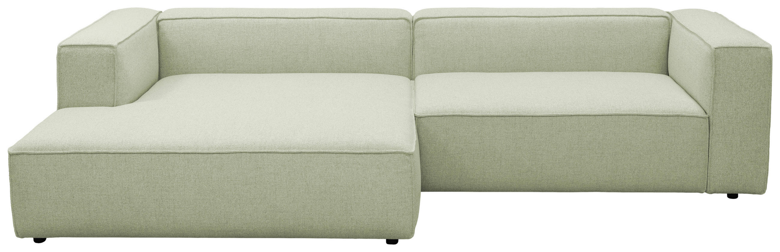 ECKSOFA Hellgrün Chenille Rücken echt  - Schwarz/Hellgrün, MODERN, Kunststoff/Textil (185/296cm) - Hom`in