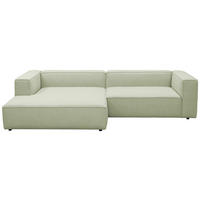 ECKSOFA Hellgrün Chenille Rücken echt  - Schwarz/Hellgrün, MODERN, Kunststoff/Textil (185/296cm) - Hom`in