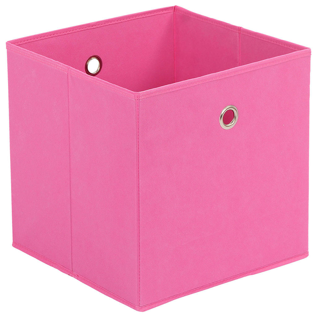Carryhome SKLADACÍ BOX, kov, textil, kartón, 32/32/32 cm - strieborná, pink