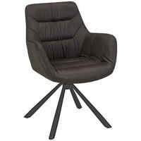STOL MED ARMSTÖD  360° vridbar sits struktur  grå  - grå/svart, Modern, metall/textil (62/83,5/63cm) - Hom`in