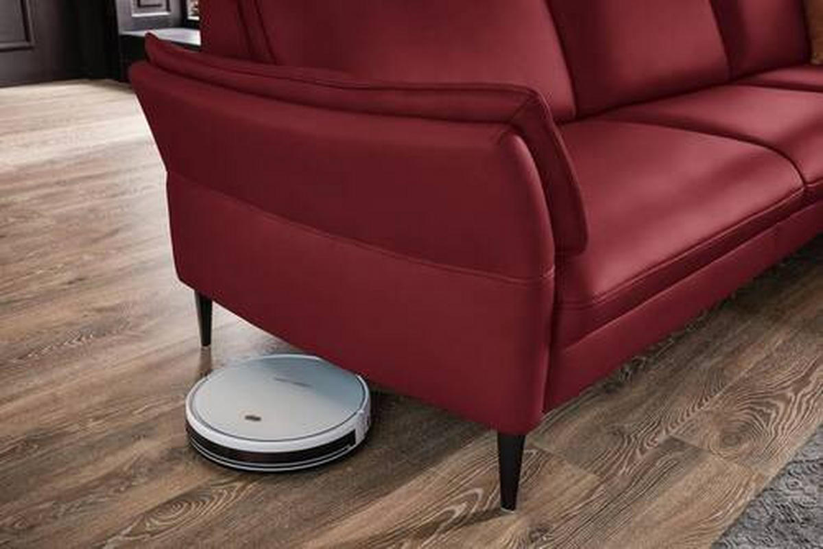 ECKSOFA in Echtleder Rot  - Rot/Schwarz, Design, Leder/Metall (334/172cm) - Valdera