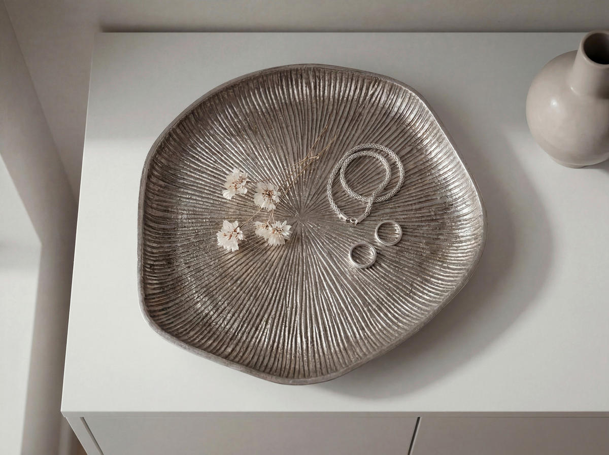 DEKOSCHALE - Silberfarben, Design, Metall (40/5/40cm) - Livetastic