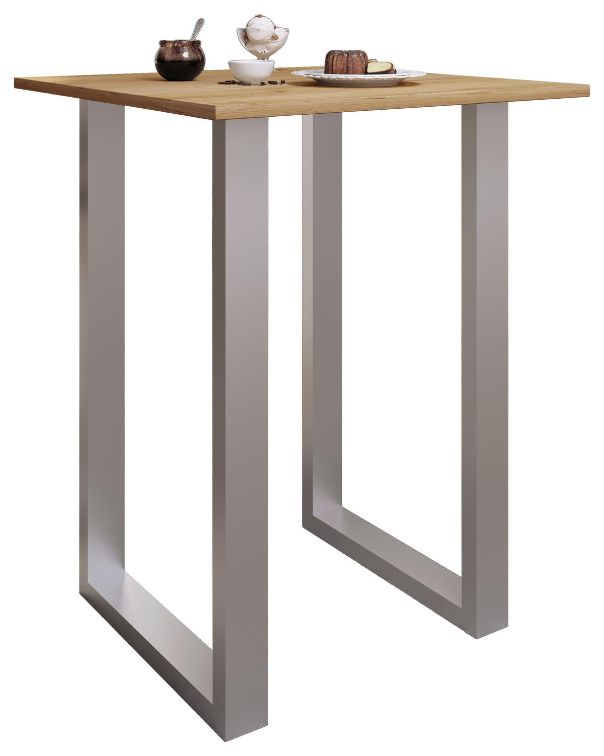 BARBORD i metall, trämaterial  80/102/80 cm  - honungsek/silver, Klassisk, metall/trämaterial (80/102/80cm)