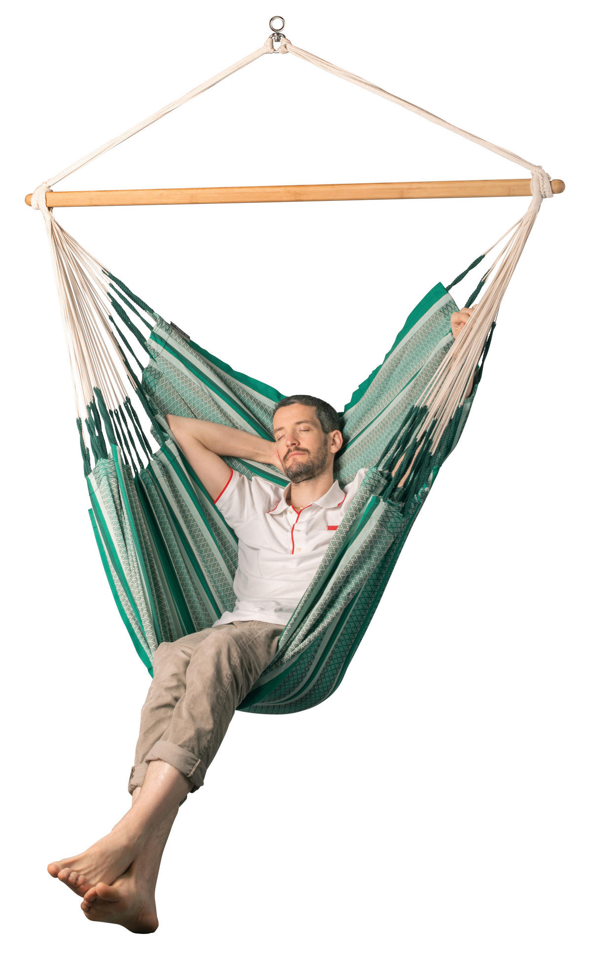HÄNGESESSEL kingsize cotton 140/170/210 cm  - Dunkelgrün/Grün, KONVENTIONELL, Holz/Textil (140/170/210cm) - La Siesta
