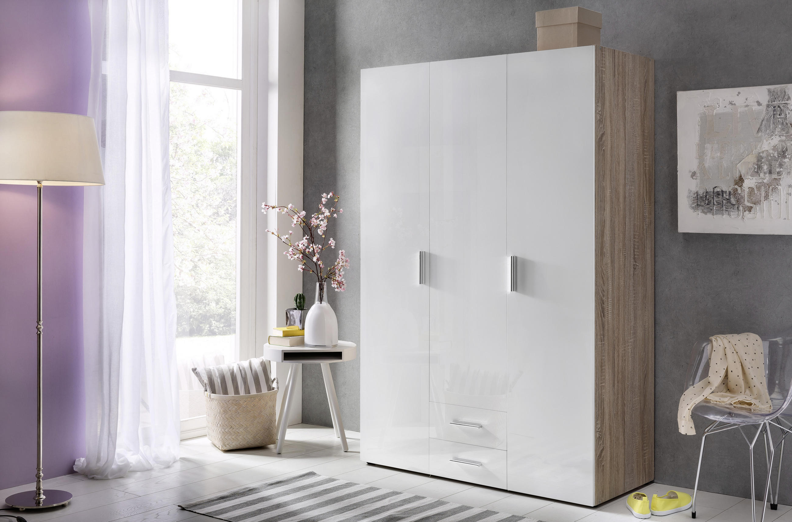 GARDEROBENSCHRANK 120/185/54 cm  - Chromfarben/Eichefarben, Design, Holzwerkstoff/Kunststoff (120/185/54cm) - Xora
