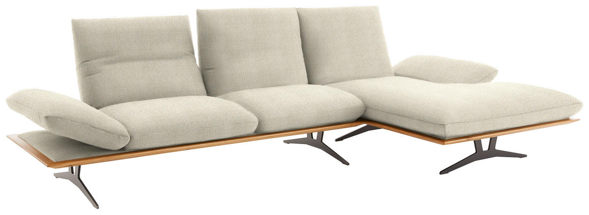 ECKSOFA in Flachgewebe Beige  - Beige/Schwarz, Design, Holz/Textil (314/159cm) - Dieter Knoll