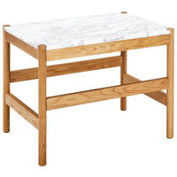 KONFERENČNÍ STOLEK, přírodní barvy, bílá, dřevo, kámen, 60/42/40 cm - bílá/přírodní barvy, Moderní, dřevo/kámen (60/42/40cm) - MID.YOU