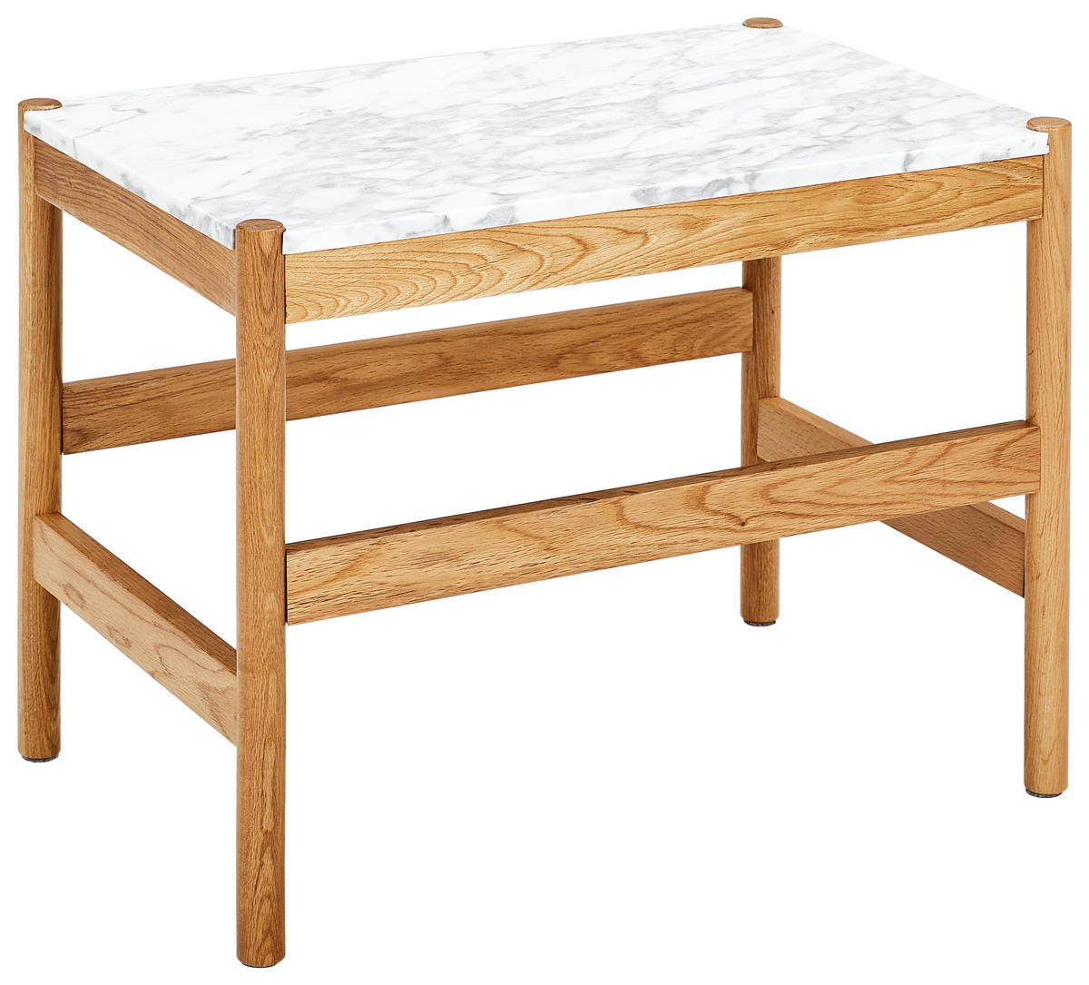 KONFERENČNÍ STOLEK, přírodní barvy, bílá, dřevo, kámen, 60/42/40 cm - bílá/přírodní barvy, Moderní, dřevo/kámen (60/42/40cm) - MID.YOU