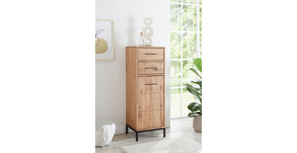 MIDISCHRANK 40/115/35 cm  - Wildeiche/Schwarz, Basics, Holz/Metall (40/115/35cm) - Linea Natura