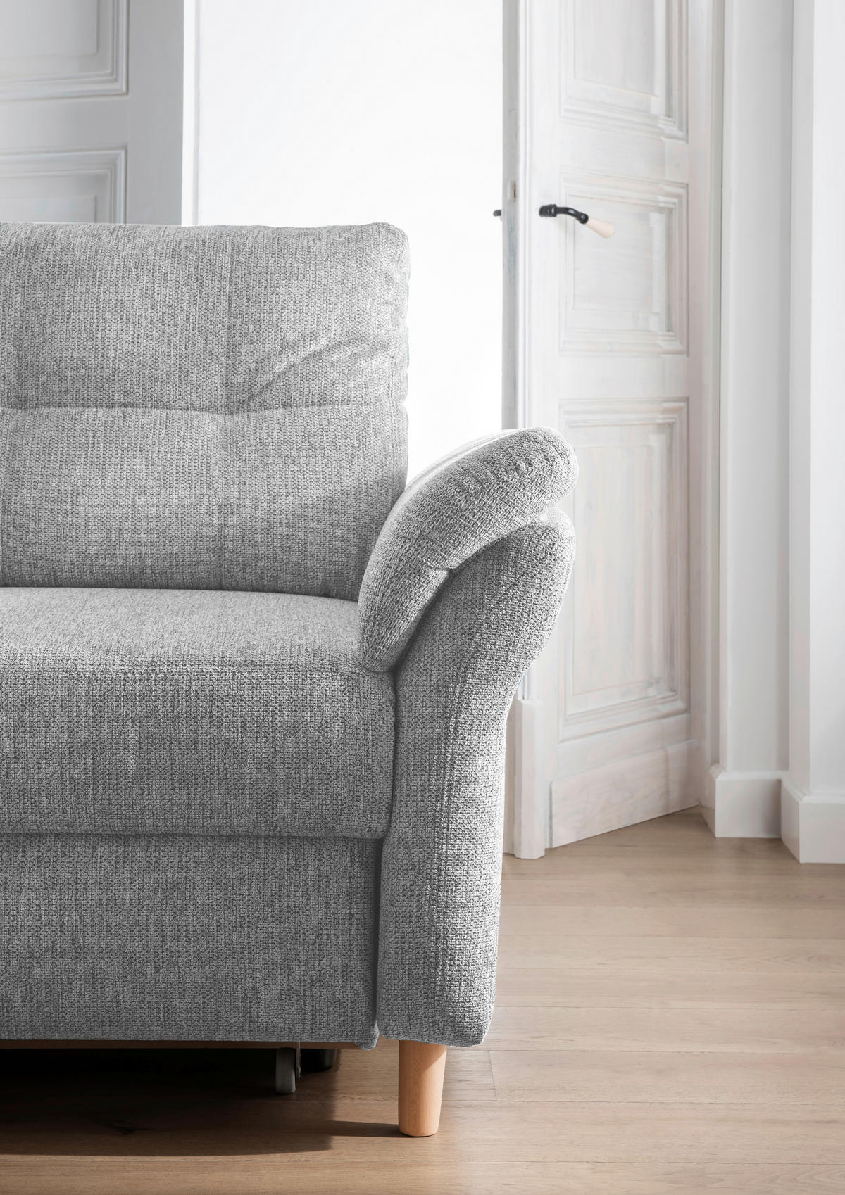 ECKSOFA Silberfarben Chenille  - Silberfarben/Naturfarben, MODERN, Holz/Textil (206/264cm) - Livetastic