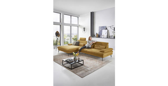 ECKSOFA Currygelb Chenille  - Currygelb/Schwarz, Design, Textil/Metall (180/310cm) - Dieter Knoll