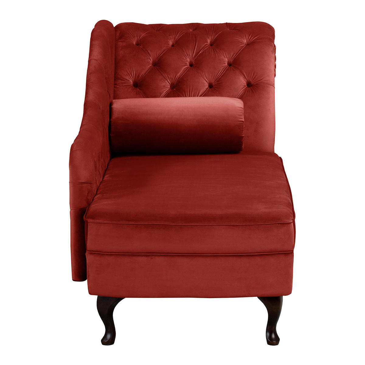 RÉCAMIERE Samt Bordeaux  - Bordeaux/Braun, Design, Holz/Textil (185/93/75cm) - Livetastic