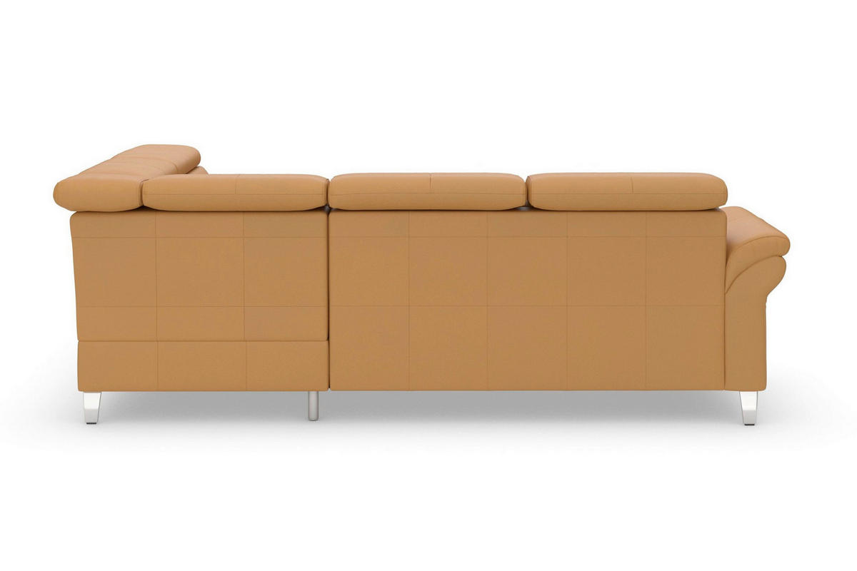 ECKSOFA  Echtleder Currygelb  - Chromfarben/Currygelb, Basics, Leder/Metall (245/194cm) - Sit & More