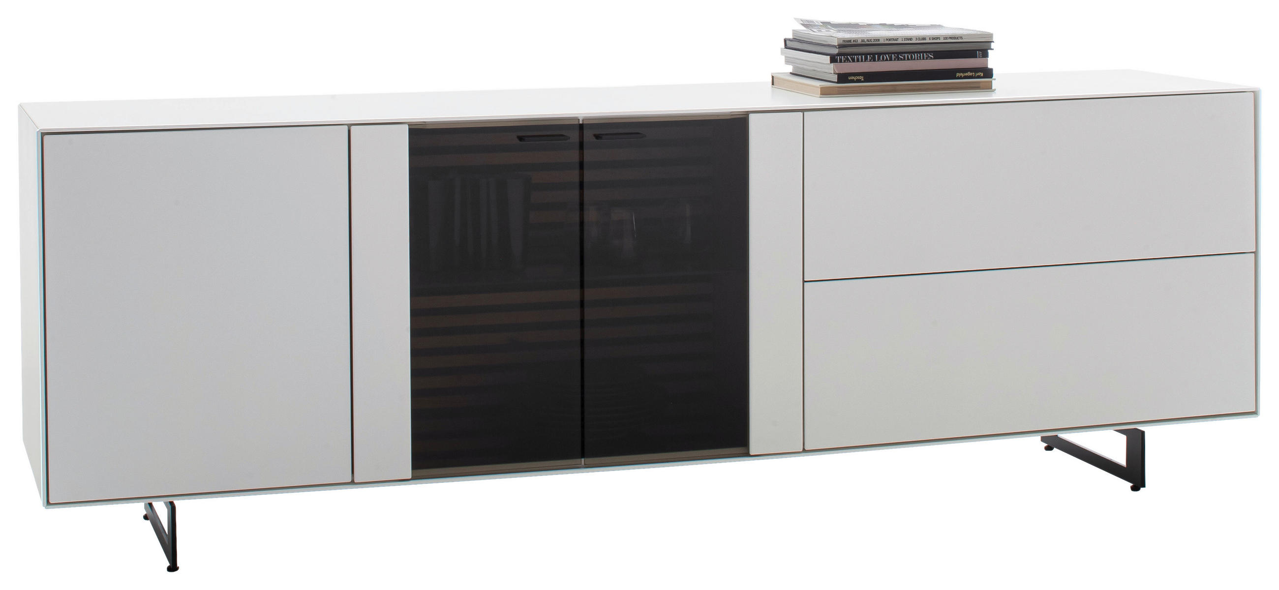 LOWBOARD Weiß  213/61/49 cm  - Anthrazit/Weiß, Design, Glas/Holz (213/61/49cm) - Schöner Wohnen