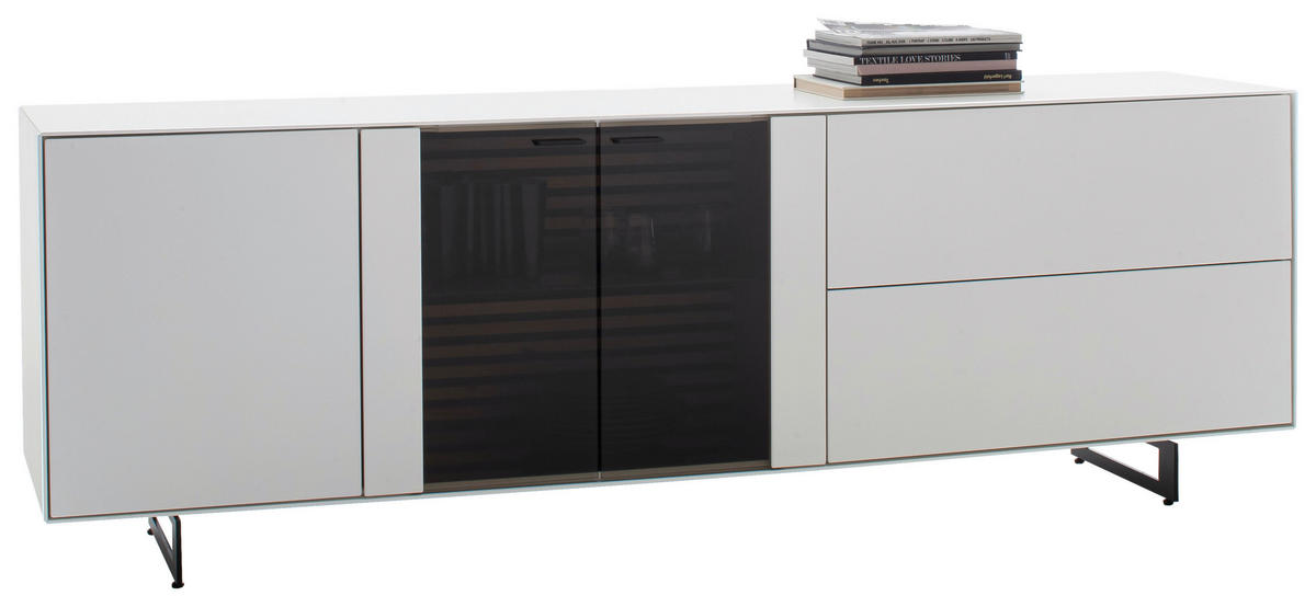 LOWBOARD Weiß  213/61/49 cm  - Anthrazit/Weiß, Design, Glas/Holz (213/61/49cm) - Schöner Wohnen