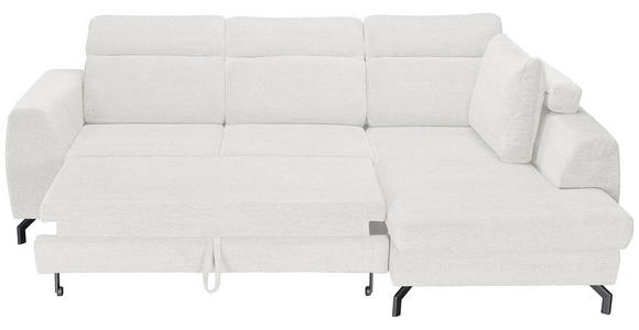 ECKSOFA Weiß Chenille  - Schwarz/Weiß, KONVENTIONELL, Textil/Metall (266/185cm) - Carryhome