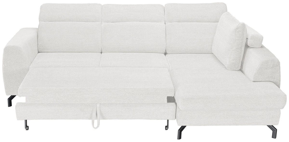 ECKSOFA Weiß Chenille  - Schwarz/Weiß, KONVENTIONELL, Textil/Metall (240/185cm) - Carryhome