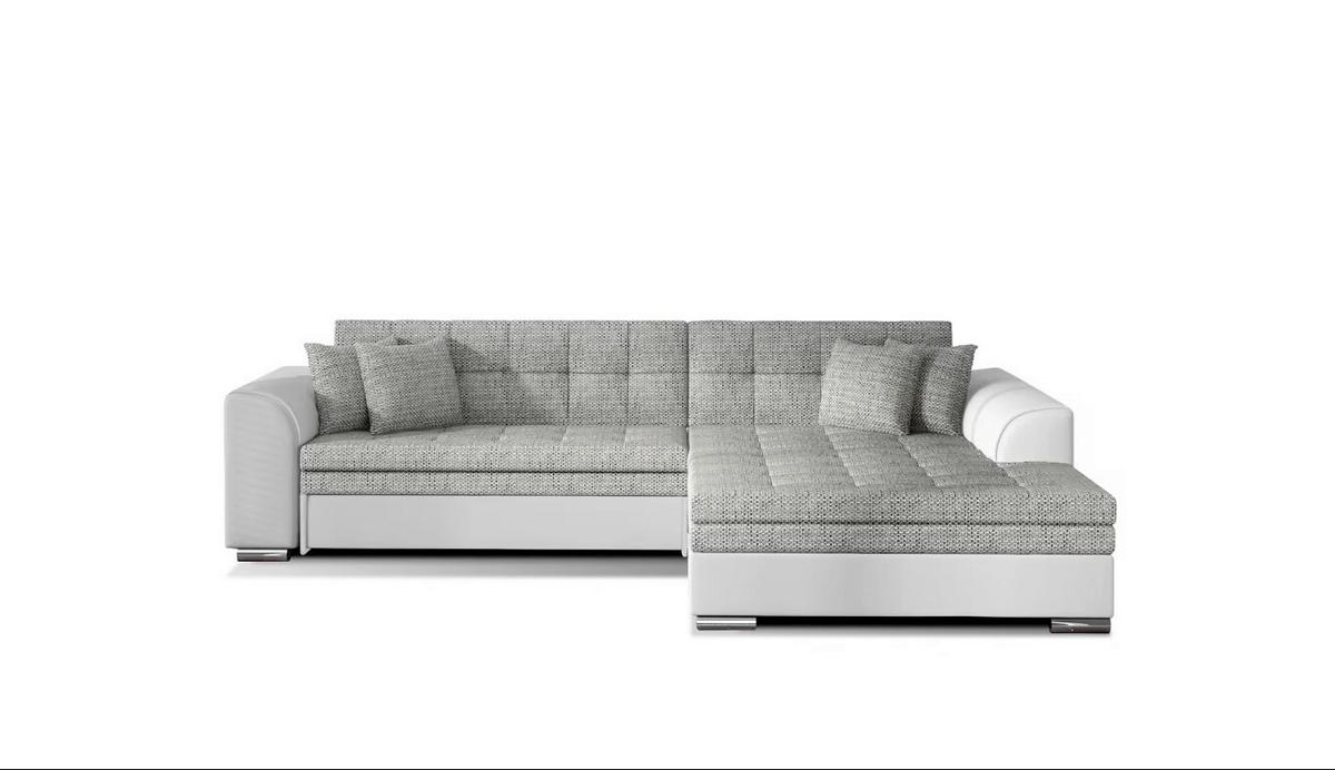 ECKSOFA in Webstoff Grau, Weiß  296/194 cm  - Chromfarben/Weiß, Design, Kunststoff/Textil (296/194cm) - MID.YOU