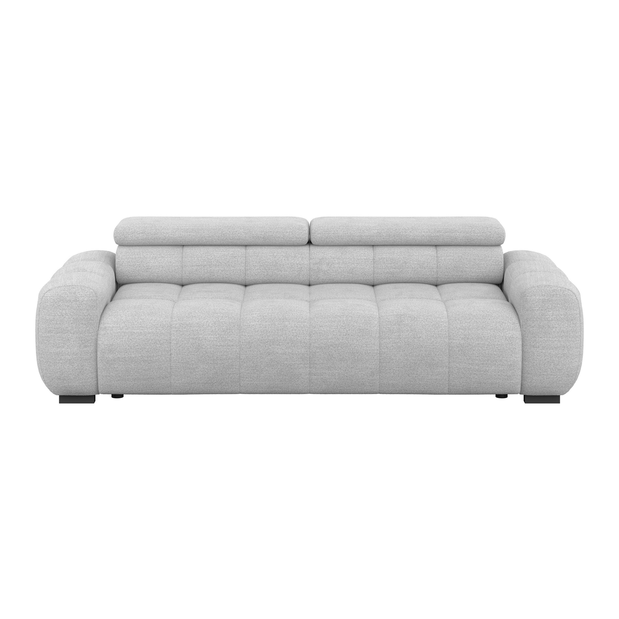 BIGSOFA Webstoff Hellgrau  - Hellgrau/Schwarz, Design, Kunststoff/Textil (248/77-97/108cm) - Welnova