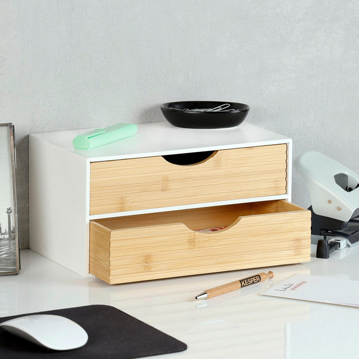 TISCHORGANIZER     - Naturfarben/Weiß, Basics, Holz/Holzwerkstoff (27/16/14cm) - Kesper