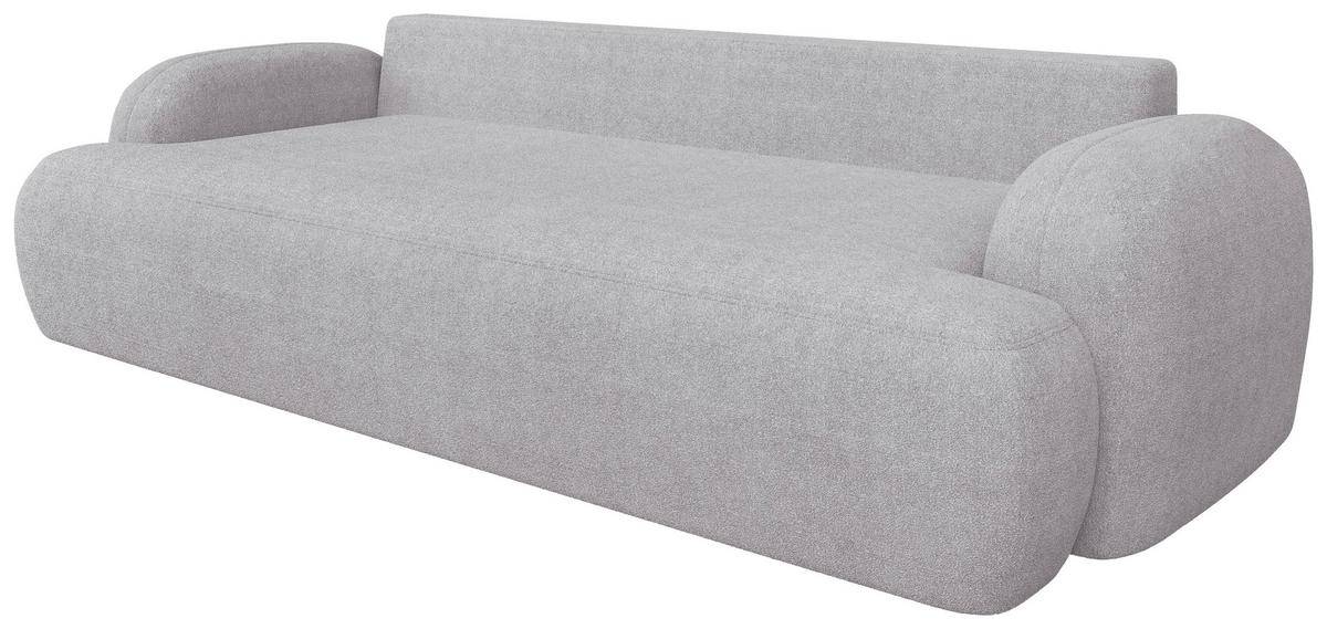 3-SITZER-SOFA Sevilla Plus in Bouclé Hellgrau  - Hellgrau/Schwarz, Design, Kunststoff/Textil (256/93/120cm) - MID.YOU