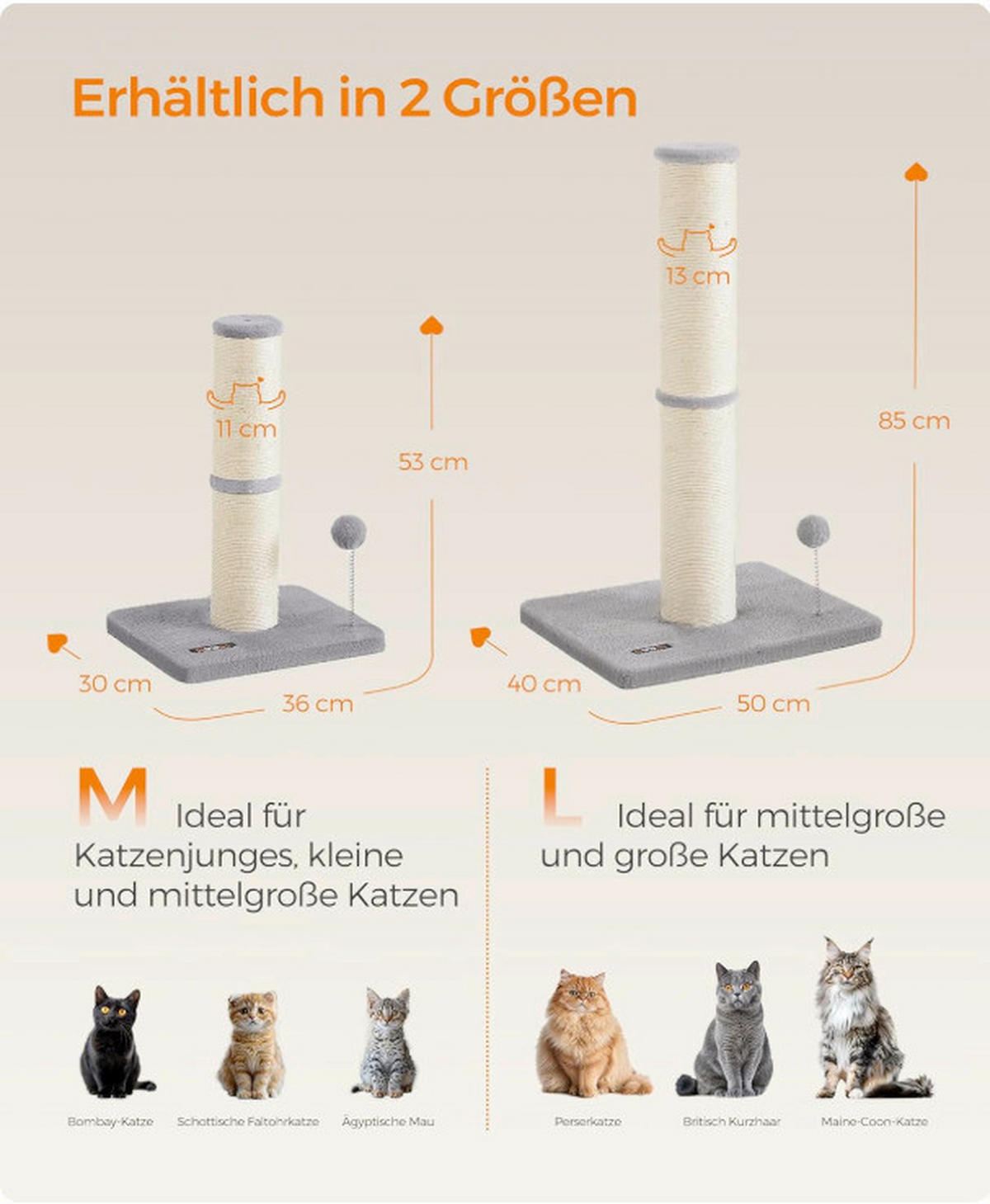KRATZBAUM - Beige/Grau, Trend, Papier/Holzwerkstoff (50/85/40cm) - Boxxx