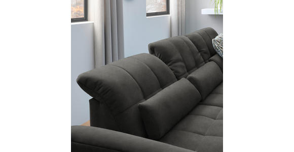 ECKSOFA  in Flachgewebe Dunkelgrau  341/204 cm  - Dunkelgrau/Schwarz, Design, Textil/Metall (341/204cm) - Xora
